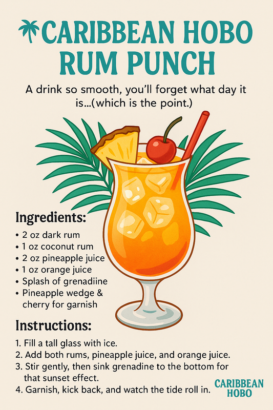 Happy hour Friday. Caribbean Hobo Rum Punch!