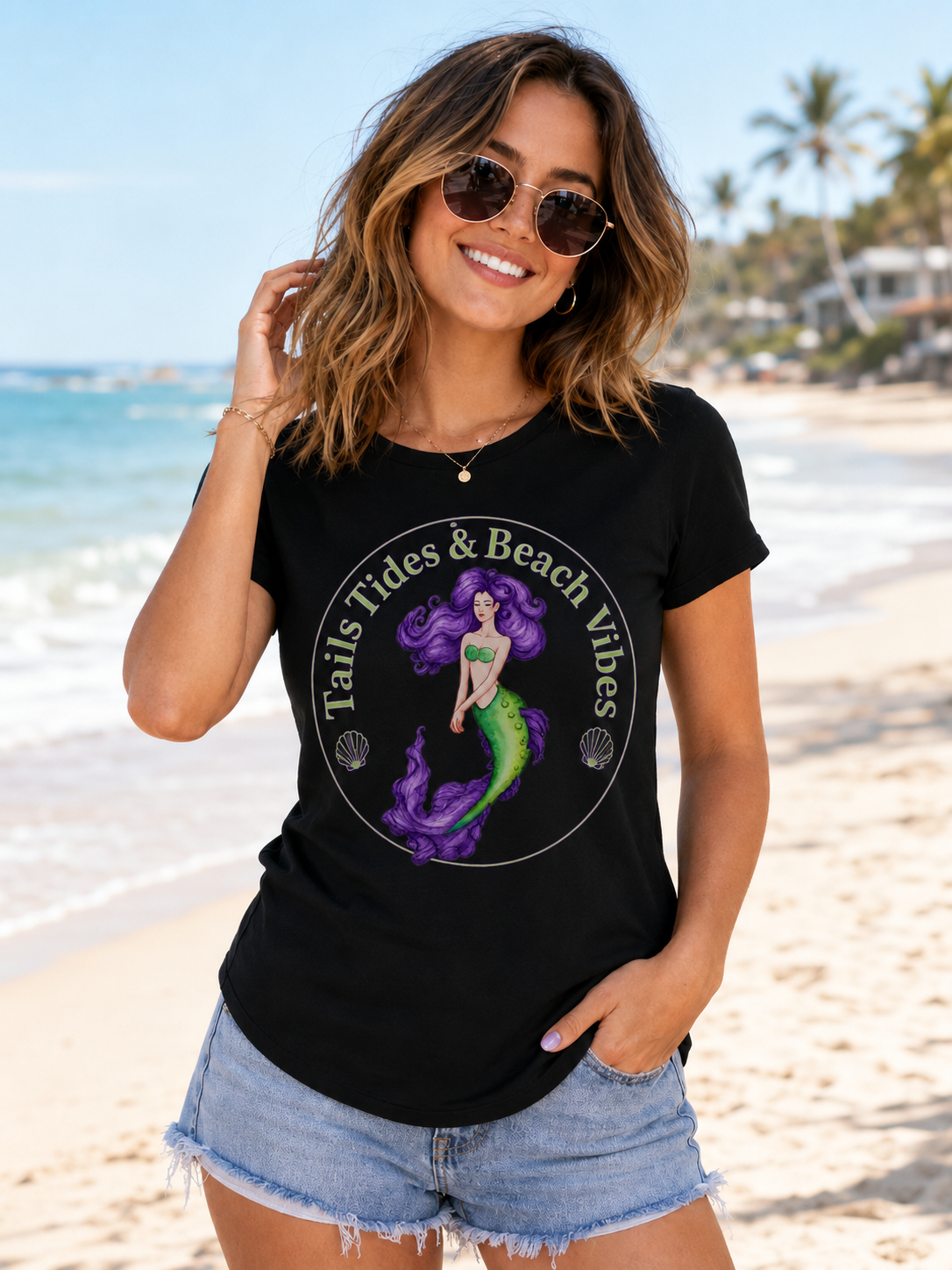 Women Tails, Tides and Beach vibes t-shirt