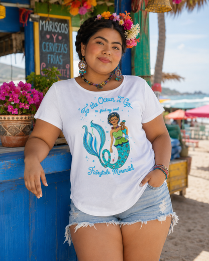 To the ocean I go... Frida mermaid t-shirt