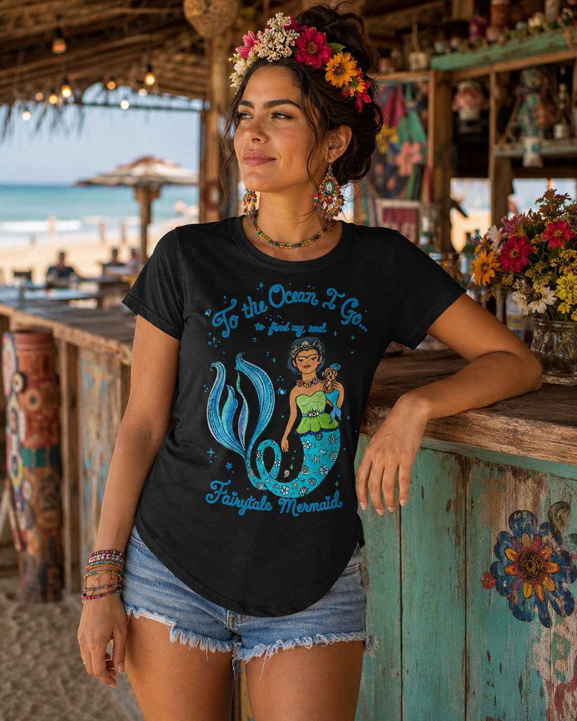To the ocean I go... Frida mermaid t-shirt