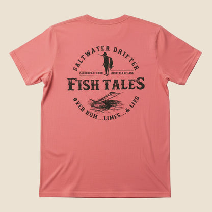 Saltwater Drifter...Fish Tales....Over Rum - [Caribbean Hobo]-Key West, top quality tropical island designed t-shirts
