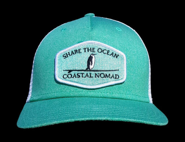 Share the ocean five panel trucker hat