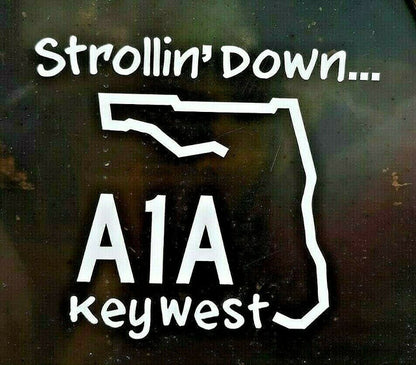 Strollin down A1A sticker - [Caribbean Hobo]-Key West, top quality tropical island designed t-shirts