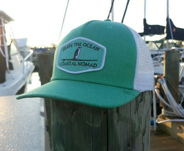 Share the ocean five panel trucker hat