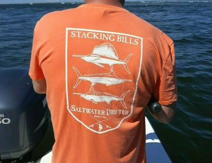 Stacking Bills...Saltwater Drifter - [Caribbean Hobo]-Key West, top quality tropical island designed t-shirts