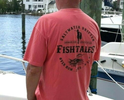 Saltwater Drifter...Fish Tales....Over Rum - [Caribbean Hobo]-Key West, top quality tropical island designed t-shirts