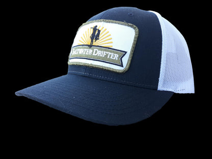 Camo Saltwater Drifter green patch trucker cap. { Free Gaiter with this cap} - [Caribbean Hobo]-Key West, top quality tropical island designed t-shirts