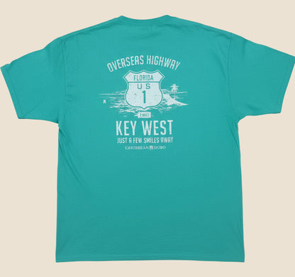 Overseas Highway....a few Smiles Away - [Caribbean Hobo]-Key West, top quality tropical island designed t-shirts