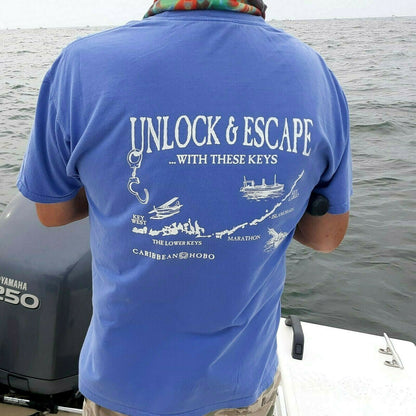 Unlock & Escape T-shirt - [Caribbean Hobo]-Key West, top quality tropical island designed t-shirts
